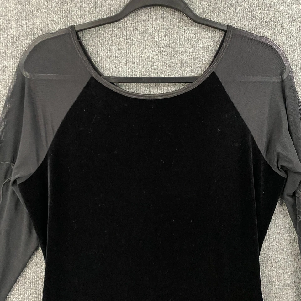 Vestido Karen Kane Grande Terciopelo Negro Mangas Transparentes Largo Formal Capricho Hada Foto 3 de 4