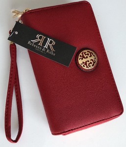 Rebecca Rifka New York Ny Red Faux Leather Double Zip Around Women Image Is Loading Rebecca Amp Rifka New York Ny Red Faux