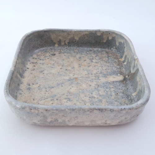 [Near Mint] Square Appetizer Plate Box type 6.5in Japanese Handmade Pottery Gray - Picture 8 of 9