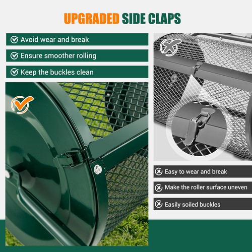 27" Compost Spreader Peat Moss Lawn Care Manure Spreader Metal Roller w/ Handle - Picture 7 of 10