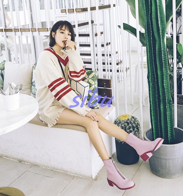 Mujeres Mujeres Mujeres De Cuero Real Cremallera Bloque Medio Tacón Punta rojoonda botas Mitad de Pantorrilla Moda Zapatos Talla 123b64 Mujeres Mujeres Mujeres De Cuero Real Cremallera Bloque Medio Tacón Punta rojoonda botas Mitad de Pantorrilla Moda Zapatos Talla 123b64