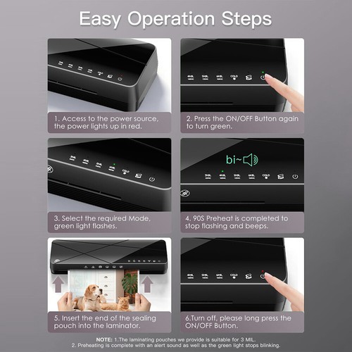 A3 Laminator Machine Hot & Cold Thermal 13 Inches with 10pcs Laminating Sheets - Picture 7 of 8