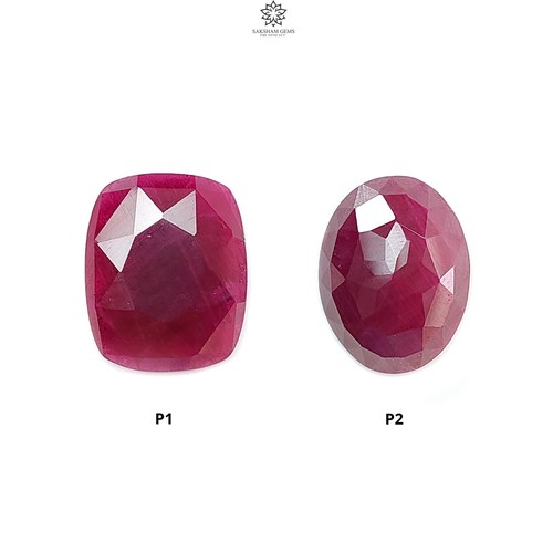 Natural Untreated Red Ruby Gemstone Rose Cut Cushion, Oval Shape 1pc for Jewelry - Picture 1 of 10