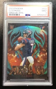 2023 Panini Phoenix Cj Stroud RC Fired Up Teal #’d  /125 Texans SP Rookie PSA 9