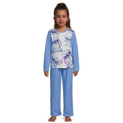 Girls Lilo and Stitch Long Sleeve Top & Pants Fleece 2pc Pajama Set MANY SIZES - Picture 5 of 6