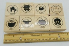 Stampin Up Halloween Stamp 8 Piece Set Pumpkin, Ghost, Cat, Skull, Bat Spider
