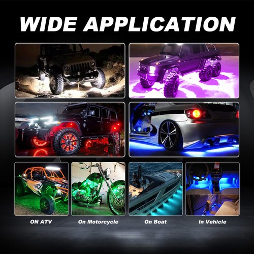 For Chevy Silverado 1500 2500HD 8 Pod RGB LED Rock Lights Neon Underglow LED Kit - Picture 3 of 12