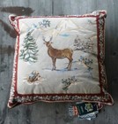 Hines of Oxford Winter Scene Tapestry Pillow – Reindeer - NEW