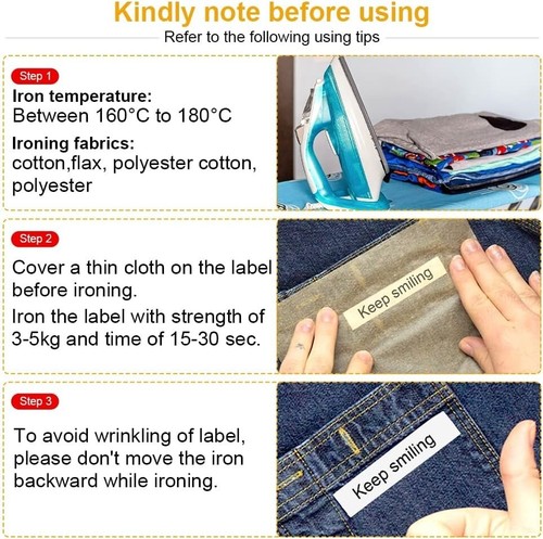 Dymo Letratag Iron-On Fabric Labels 18771 Iron on Labels Clothing Tape Work with - Picture 4 of 8