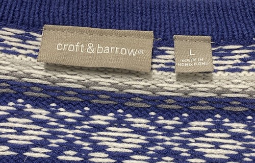 Croft & Barrow Women's Nordic Snowflake Sweater Jacket Size L Zipper Closure - Picture 2 of 7