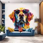 Golden Retriever Sunglasses Wall Decal - Watercolor Dog Sticker - Repositionable