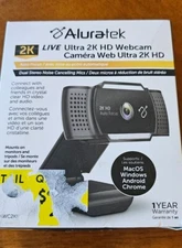 Aluratek 2K HD Webcam with Dual Stereo Noise Cancelling Mics, Auto Focus New