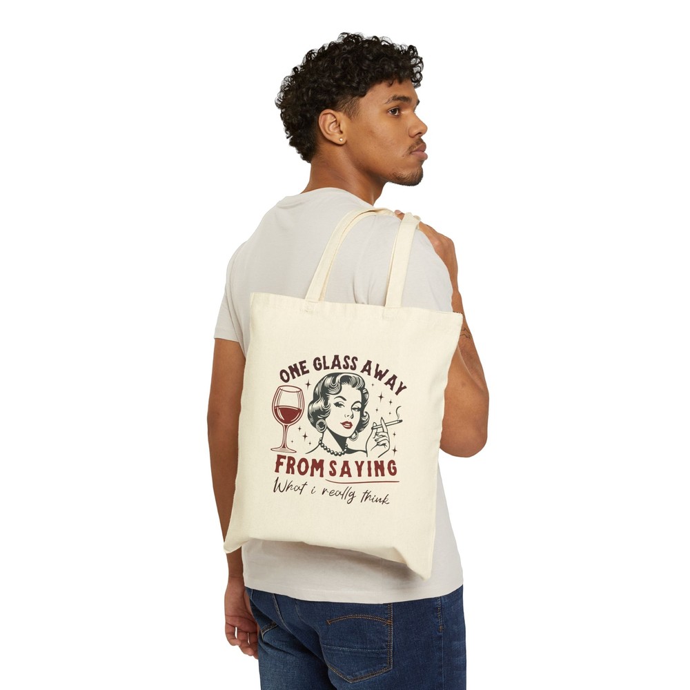 Fun wine Cotton Canvas Tote Bag. 15x16