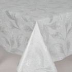 Grey Ground with Silver Leaves Pvc WipeClean Vinyl Tablecloth