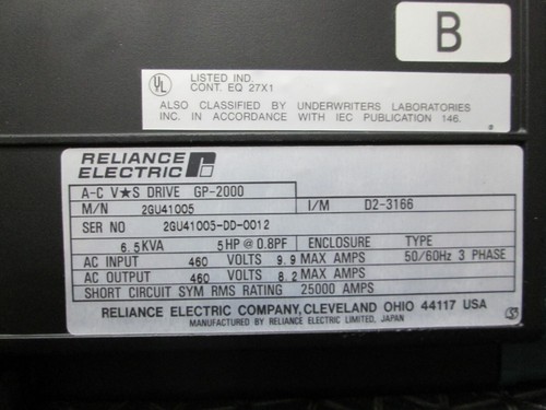 Reliance Electric A-C VS Drive Model 2GU41005. 3 PH 480 Volt 5PS NOS - Bild 4 von 10