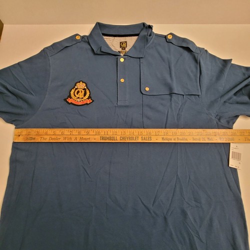 Vintage Cavi Nautical Polo Shirt Mens 3XL Teal Blue Military Style Short Sleeve - Picture 7 of 15