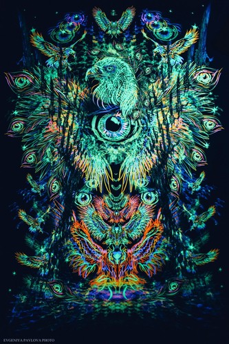 UV Backdrop Psychedelisch Kunst Schwarzlicht Wandbehang Psy Goa Deko Neon Banner - Picture 3 of 12