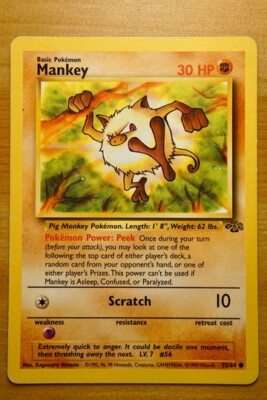 Pokémon Karte Mankey - Dschungel Set 55/64 - 30 PS - Pokémon Power: Peek & Scratch