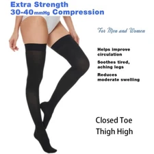 Thigh High Compression Stockings 20-30mmHg Women Men Medical Edema Travel Flight