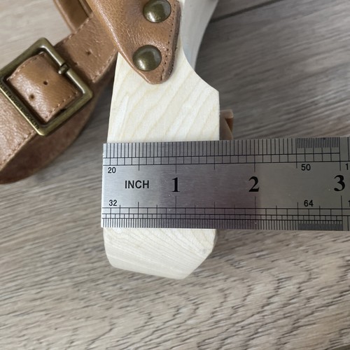 Anthropologie KELSI DAGGER Brooklyn Grove Sandals Tan Leather Wooden Sz 8 or 8.5 - Picture 9 of 9