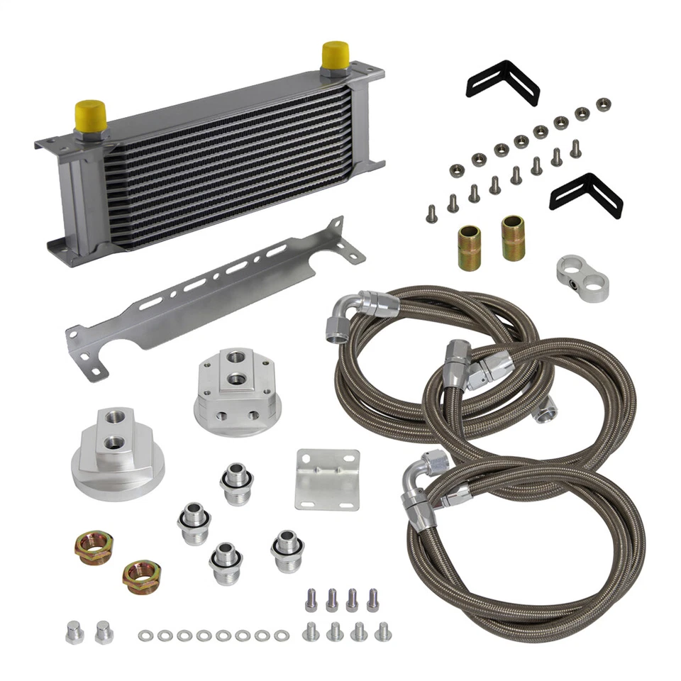 13 Row AN10 Universal Engine Oil Cooler Kit + Oil Filter Relocation Adapter Kit - image 4 of 4