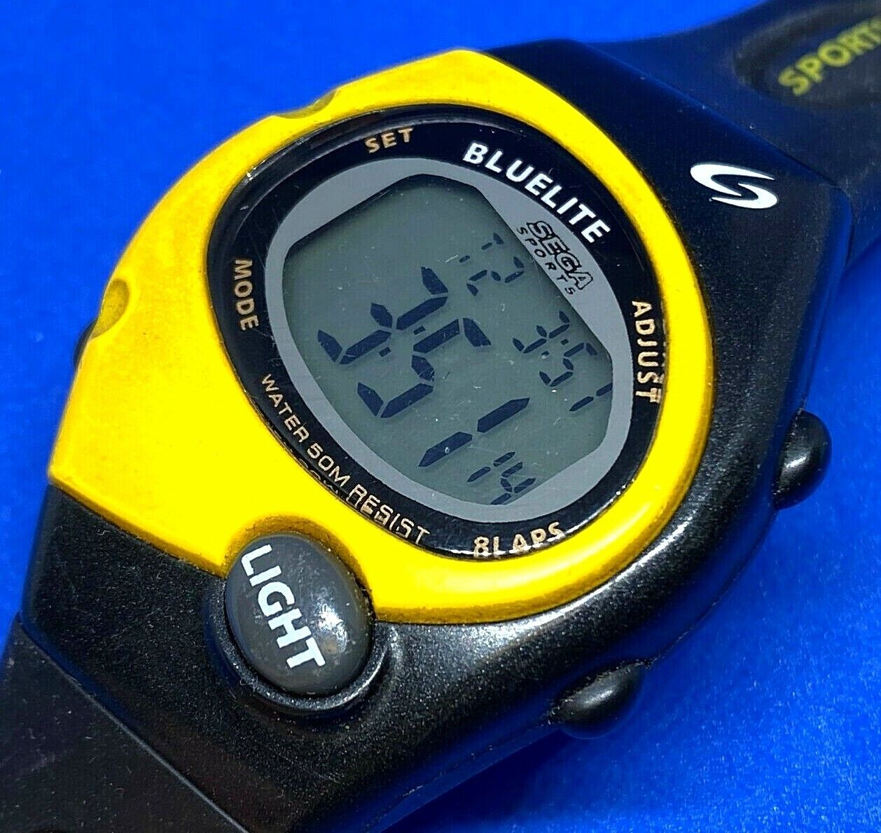 Sega Sports Bluelite Men Asymmetrical Digital Alarm Chrono Watch Hour~New Batter