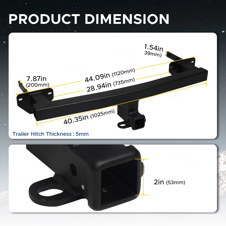 2" Trailer Tow Hitch fit for 15-22 Jeep Renegade Towing Receiver Class 3 — 第 3/4 张图片