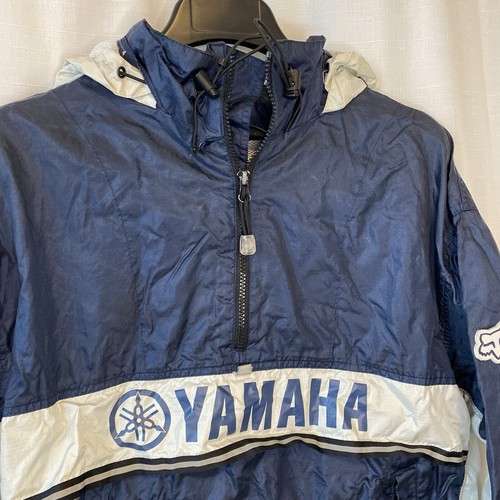 Yamaha Fox Racing Windbreaker Jacket Hooded 1/2 Zip Pullover Vented - Picture 2 of 11