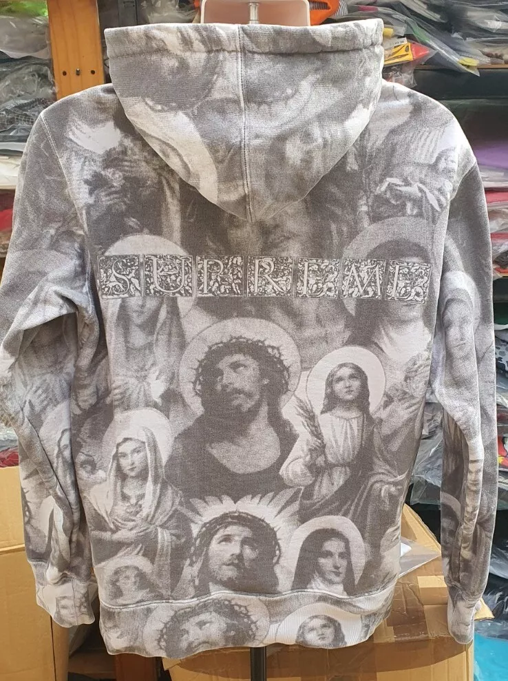 FW18 Supreme Jesus and Mary hooded sweatshirt M medium hoodie dark