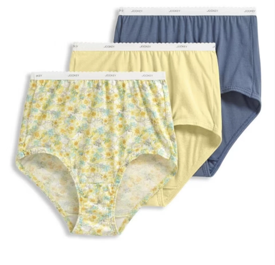 Paquete de 3 calzoncillos clásicos cómodos (amarillo/floral) de algodón para mujer Jockey Foto 2 de 2
