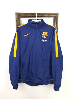 Nike FC barcelona Football Jacket Soccer Blue Track Top Mens Zip