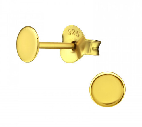 925 ECHT SILBER Kleine Ohrstecker rund 4 mm matt-glänzend-diamantiert- vergoldet - Picture 10 of 14