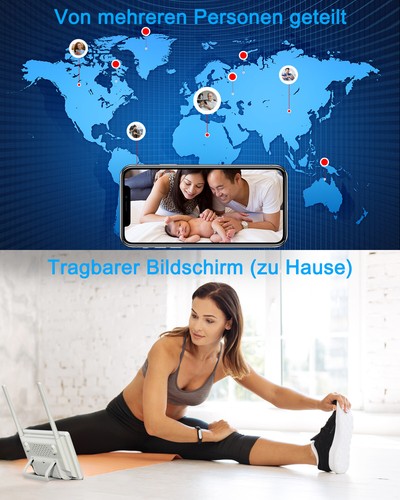 WLAN- & Smart Überwachungskamera Set mit Monitor 2 Wege Audio Sicherheitssystem - Bild 5 von 11