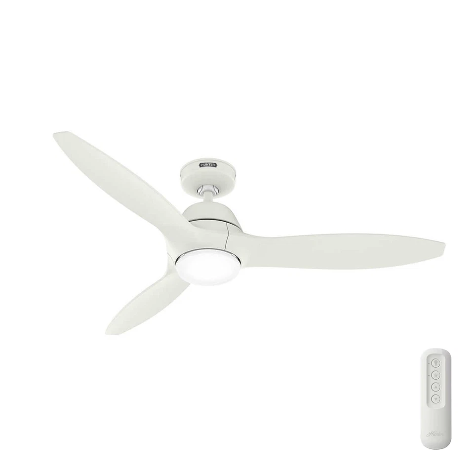 Hunter Fan 52 inch Casual White Indoor/Outdoor Ceiling Fan with Light and Remote