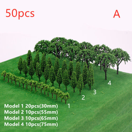 50PCS Trees Model Train Railroad Wargame Diorama Scenery Landscape Scale DIY - Picture 2 of 8