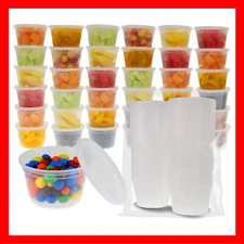 Container 12 oz Round Clear Plastic Deli Food Soup Restaurant Storage W/ Lids