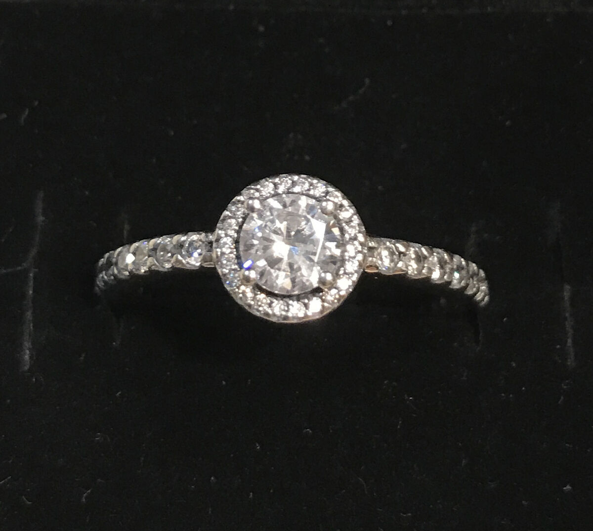 Pandora Classic Elegance Ring 190946CZ HINGED BOX Polishing Cloth Tag