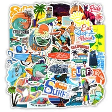 50pcs Surfing Stickers Decals Surf Water Vintage Coast VSCO Vinyl Outside