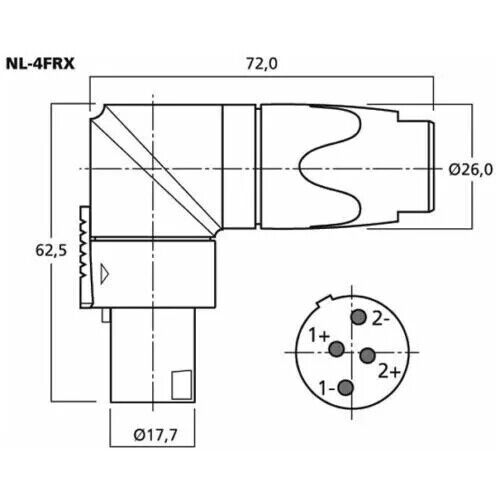 (2) Two Genuine NEUTRIK NL4FRX SpeakON 4-POLE Right Angle Locking Cable Mount - Afbeelding 2 van 6