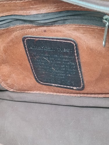 American West Hand Tooled Leather Purse (2)Top Zipper 3 Pocketd Silver Accent - Picture 5 of 14