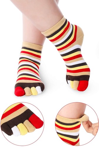 5 Pack Women Cotton Five Finger Toe Socks Ankle Multicolor Casual Sport Low Cut - Picture 10 of 14
