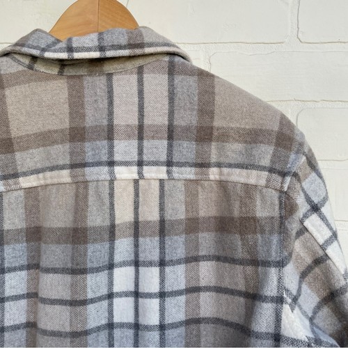 Reiss Men’s Plaid Snap Up Thick blend Shirt Tan runs small Marked Medium - Picture 7 of 7