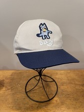 Bluey Baseball Hat Tan with Navy Blue Bill Character Under Bill