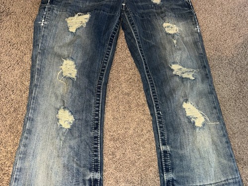 Vintage Women's AFFLICTION Jade Distressed Low Rise Jeans Size 28* Y2K Look! - Picture 7 of 15