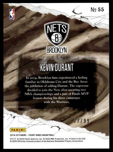 2020-21 Panini Court Kings Purple Kevin Durant 77/99 Brooklyn Nets #55 - Bild 2 von 2