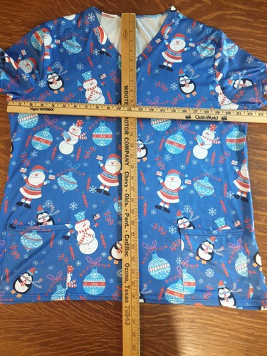 Scrubs tops Christmas Theme Snowmen Santa 🎅 Reindeer Holidays cheer - Picture 4 of 17