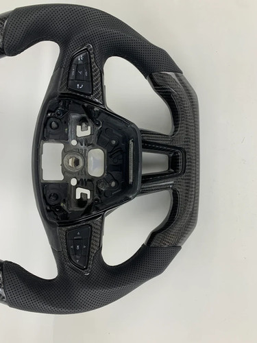 FOR 2015-2018 FORD FOCUS MK3/RS/ST REAL CARBON FIBER & LEATHER STEERING WHEEL - Picture 7 of 8