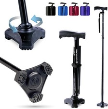 HurryCane Freedom Edition Foldable Walking Cane 1 Count (Pack of 1), Black 