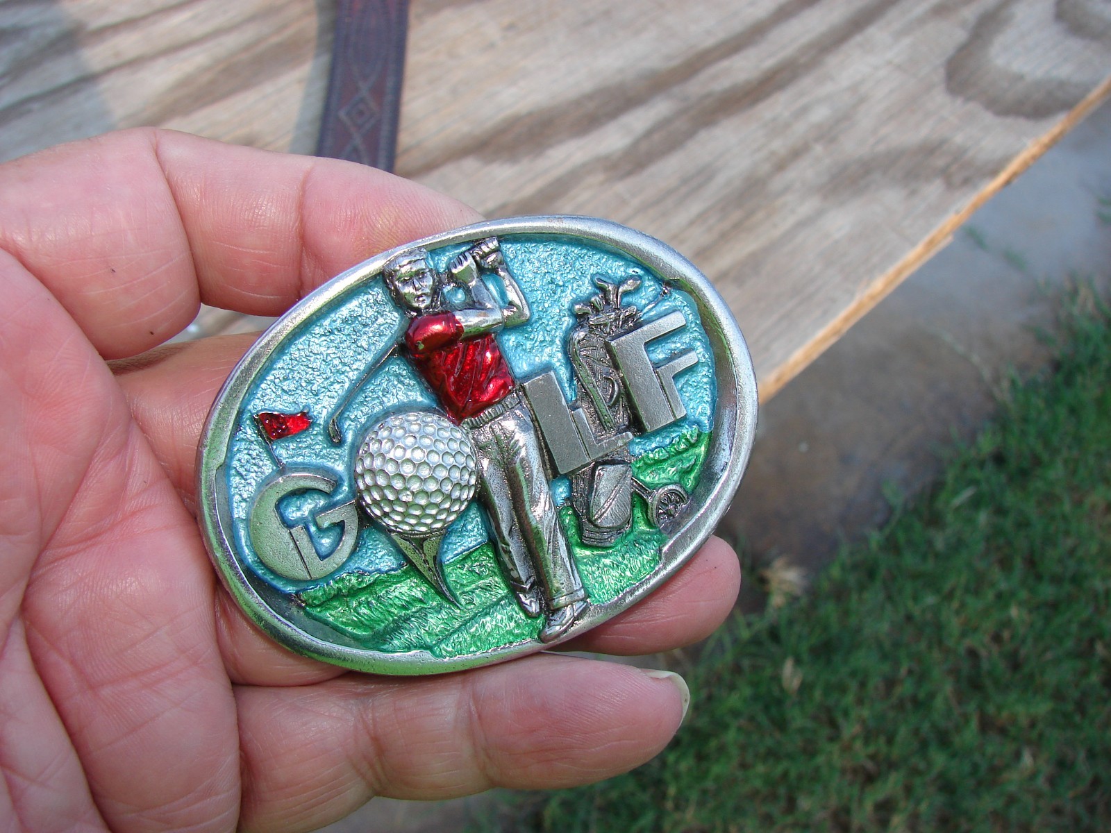 New Vtg 80s Golf Belt Buckle The Great American Buckle Co USA Ser. #1066 + BELT