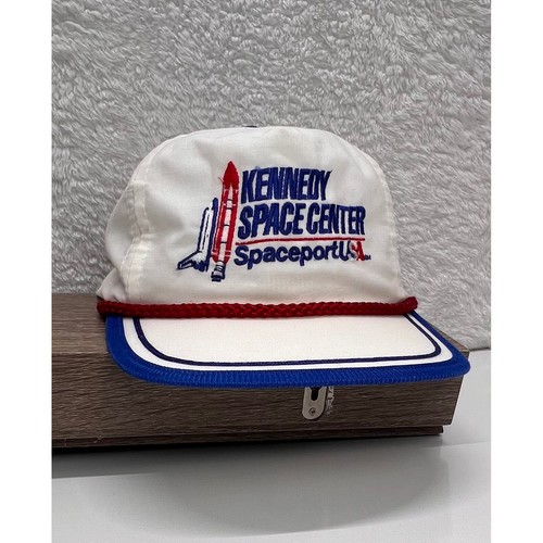 Kennedy Space Center Spaceport USA Hat Rope Brim Snapback White Blue Red Retro - Picture 2 of 8